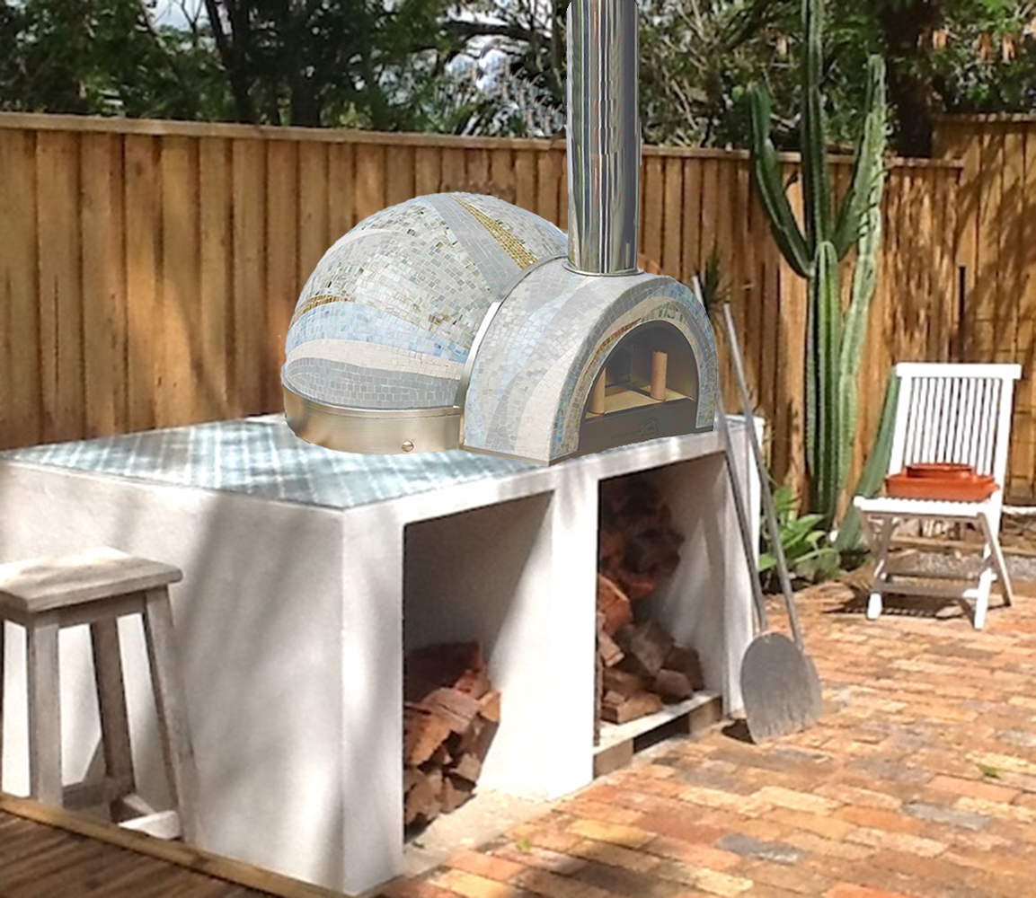 Chef Art pizza oven white in setting