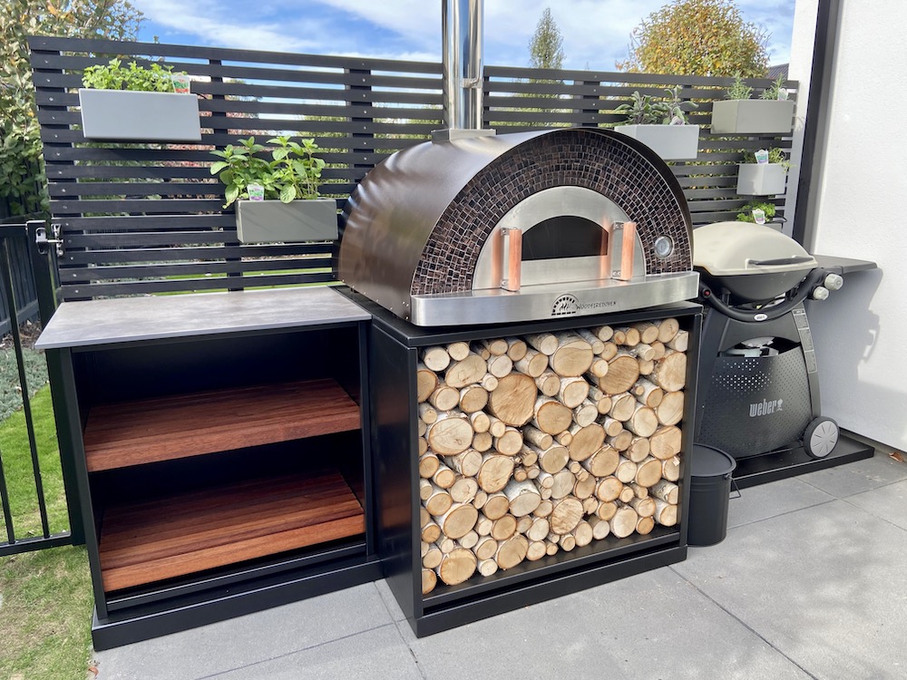 Fuoco pizza oven in backyard